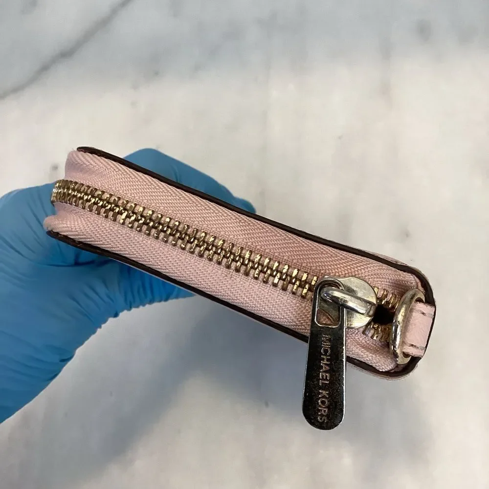 Michael Kors Wallet Leather Pink Saffiano Full Zip Continental Wallet